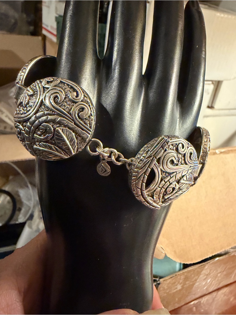 Silpada Sterling silver huge Ancient Scroll Toggle Clasp Bracelet 60gr